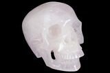 Realistic, Polished Brazilian Rose Quartz Crystal Skull #150870-1